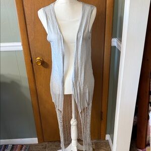 POL Silver Open-Front Cardigan